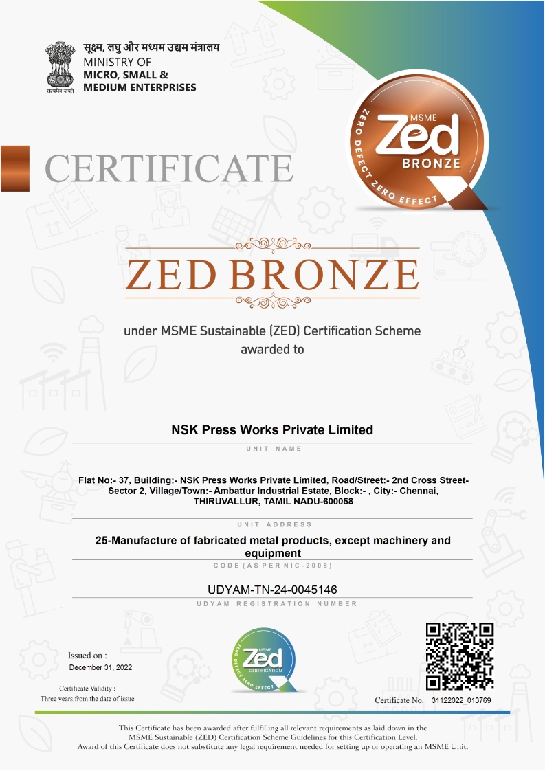 NSK Press Works - ZED Bronze Certificate - 2023